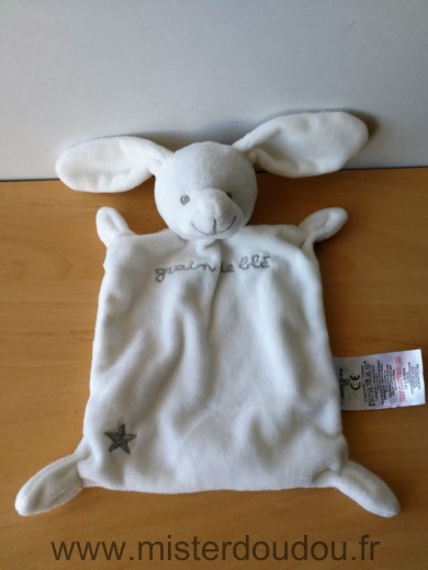 Doudou Lapin Grain de ble Blanc etoile grise 