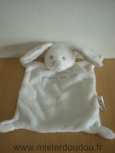 Doudou Lapin Grain de ble Blanc oreilles beiges 