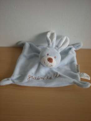 Doudou Lapin Grain de ble Bleu 