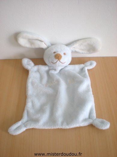 Doudou Lapin Grain de ble Bleu clair brodé grain de blé 