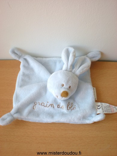 Doudou Lapin Grain de ble Bleu grain de blé 