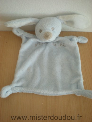 Doudou Lapin Grain de ble Bleu nez beige 