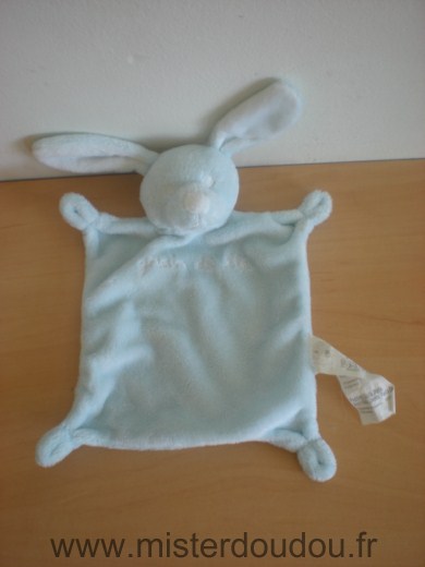 Doudou Lapin Grain de ble Bleu nez blanc 