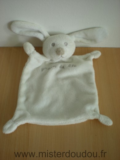 Doudou Lapin Grain de ble Ecru brode beige grain de ble nez beige 