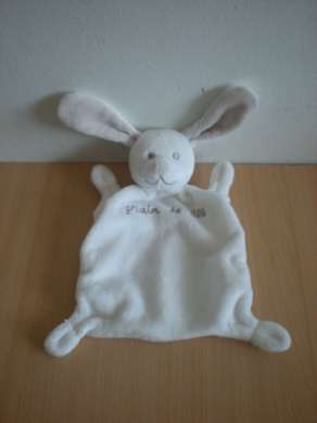 Doudou Lapin Grain de ble Ecru brodé grain de blé 