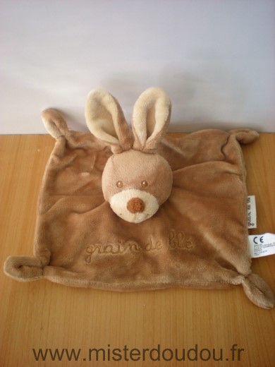 Doudou Lapin Grain de ble Marron 