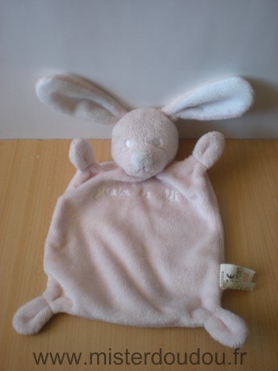 Doudou Lapin Grain de ble Rose blanc 