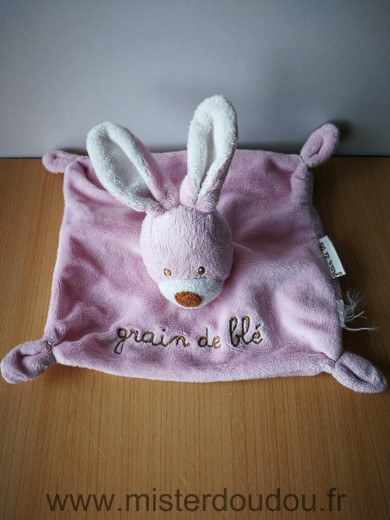 Doudou Lapin Grain de ble Rose blanc 