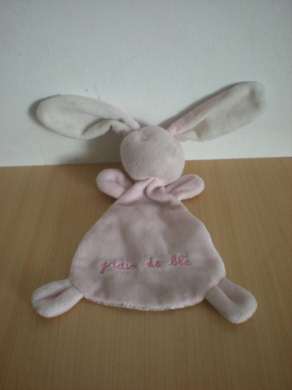 Doudou Lapin Grain de ble Rose , tissus motifs fleurs 