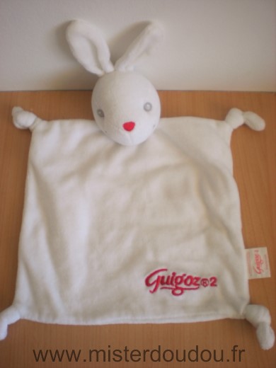 Doudou Lapin Guigoz Blanc guigoz 2 en rouge 