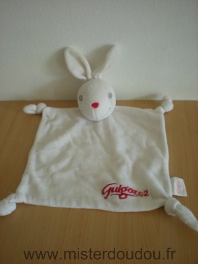 Doudou Lapin Guigoz Blanc guigoz2 rouge Quelques traces sur le devant