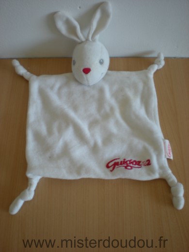 Doudou Lapin Guigoz Blanc rouge 