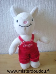 Doudou Lapin Guigoz Blanc salopette rouge guigoz 