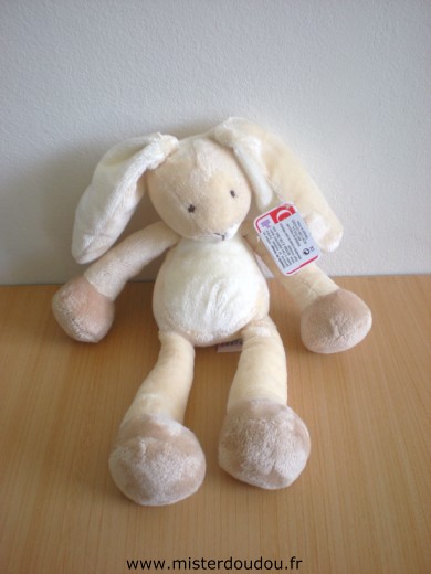 Doudou Lapin Gund Beige ecru bout des pattes marron 