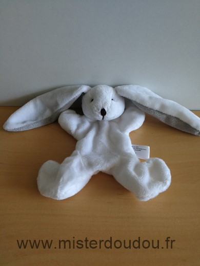 Doudou Lapin Hachette Blanc gris 