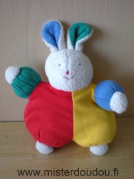 Doudou Lapin Histoire d ours Rouge jaune vert bleu blanc 