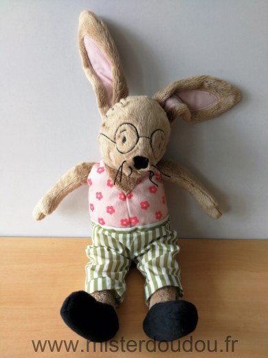 Doudou Lapin Ikéa Beige rose vert lunettes fleurs 