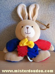 Doudou Lapin Ikéa Beige rouge bleu Lapin musical