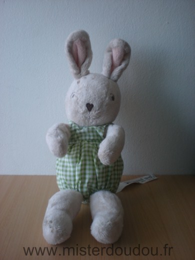 Doudou Lapin Ikéa Beige salopette vichy vert 