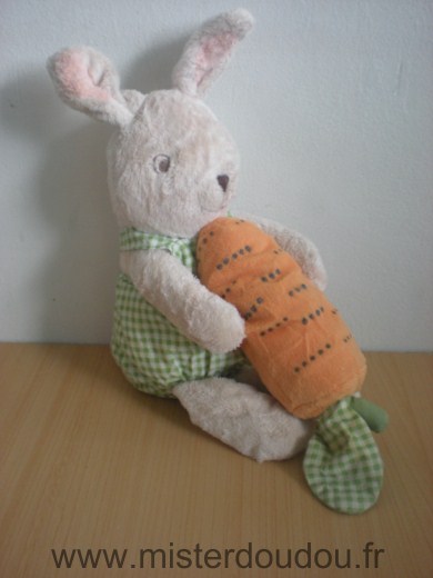 Doudou Lapin Ikéa Beige salopette vichy verte carotte orange 