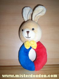 Doudou Lapin Ikéa Bleu beige rouge Etiquette coupée