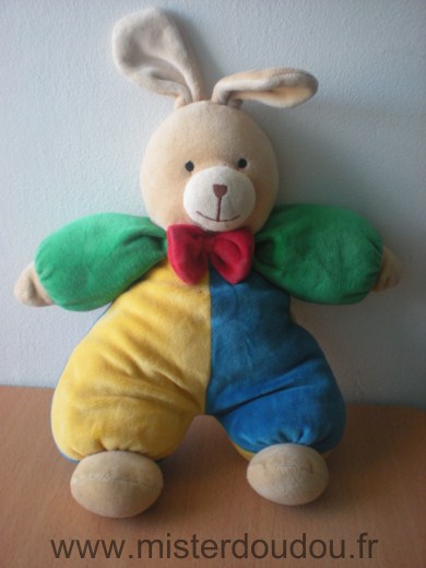 Doudou Lapin Ikéa Bleu jaune vert 