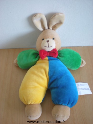 Doudou Lapin Ikéa Bleu jaune vert noeuf rouge 