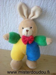 Doudou Lapin Ikéa Jaune bleu vert noeud rouge Etiquette de la marque coupée.marque ikéa ??