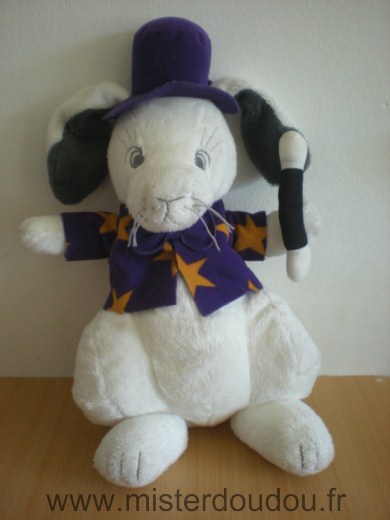 Doudou Lapin Ikéa Lapin magicien blanc habit violets baguete magique 