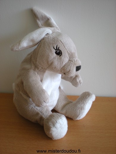 Doudou Lapin Ikéa Marron gris blanc 