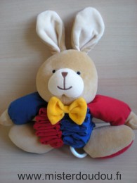 Doudou Lapin Ikéa Rouge bleu noeud orange Musical