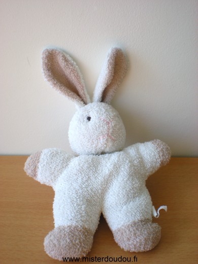 Doudou Lapin Impexit Tissus eponge blanc marron 