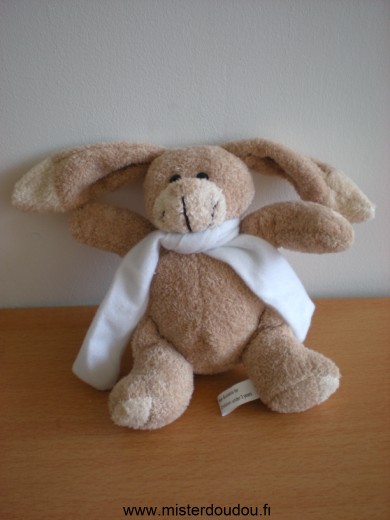 Doudou Lapin Inspirion Beige echarpe blanche 