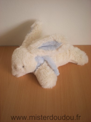 Doudou Lapin Jacadi Blanc echarpe bleue 