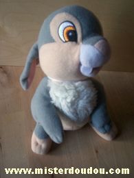 Doudou Lapin Jemini Gris rose Bon état général mais lui manque une dent