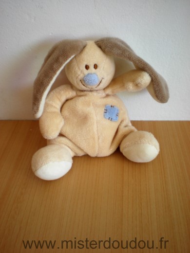 Doudou Lapin Jollybaby Beige nez bleu bloupi 