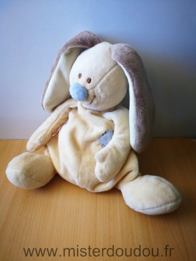 Doudou Lapin Jollybaby Beige nez bleu bloupi 