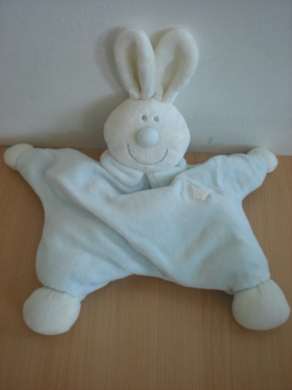 Doudou Lapin Jollybaby Bleu blanc 