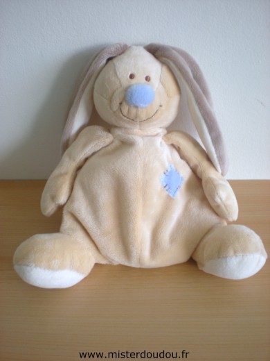 Doudou Lapin Jollybaby Bloupi beige nez bleu 