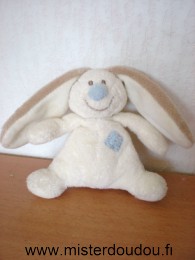 Doudou Lapin Jollybaby Bloupi beige piece  bleue Tout petit modèle