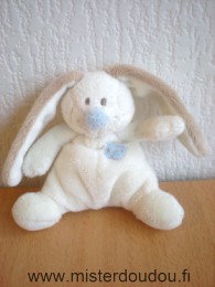 Doudou Lapin Jollybaby Bloupi écru nez et pièce bleu 