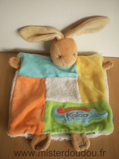 Doudou Lapin Kaloo Orange blanc jaune bleu vert crocodile 