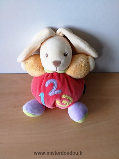 Doudou Lapin Kaloo 123 rouge orange mauve 