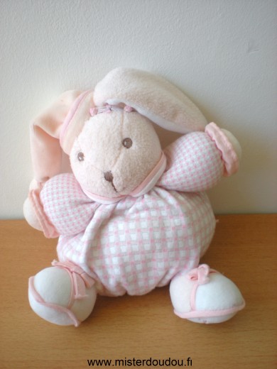 Doudou Lapin Kaloo A carreaux rose et blancs 