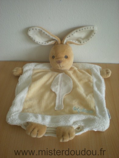 Doudou Lapin Kaloo Beige ecru feuille plume 