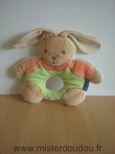 Doudou Lapin Kaloo Beige orange vert 