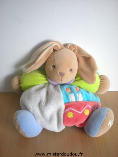 Doudou Lapin Kaloo Blanc bleu rouge avec 2 bougies 