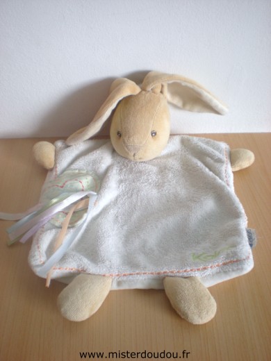 Doudou Lapin Kaloo Blanc coeur vert 