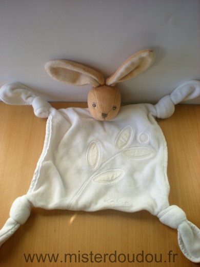 Doudou Lapin Kaloo Blanc feuilles 