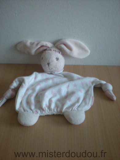 Doudou Lapin Kaloo Blanc fleurs rose 